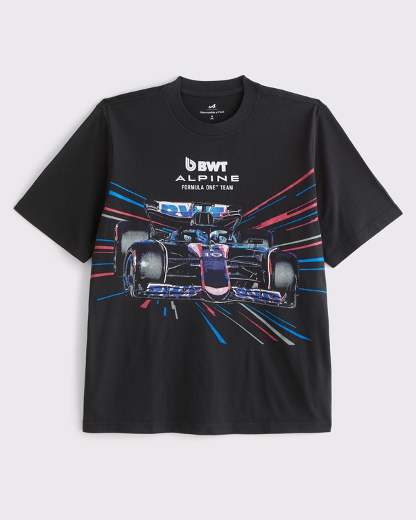 Alpine Racingヴィンテージ風グラフィックTシャツ, ブラック view 1