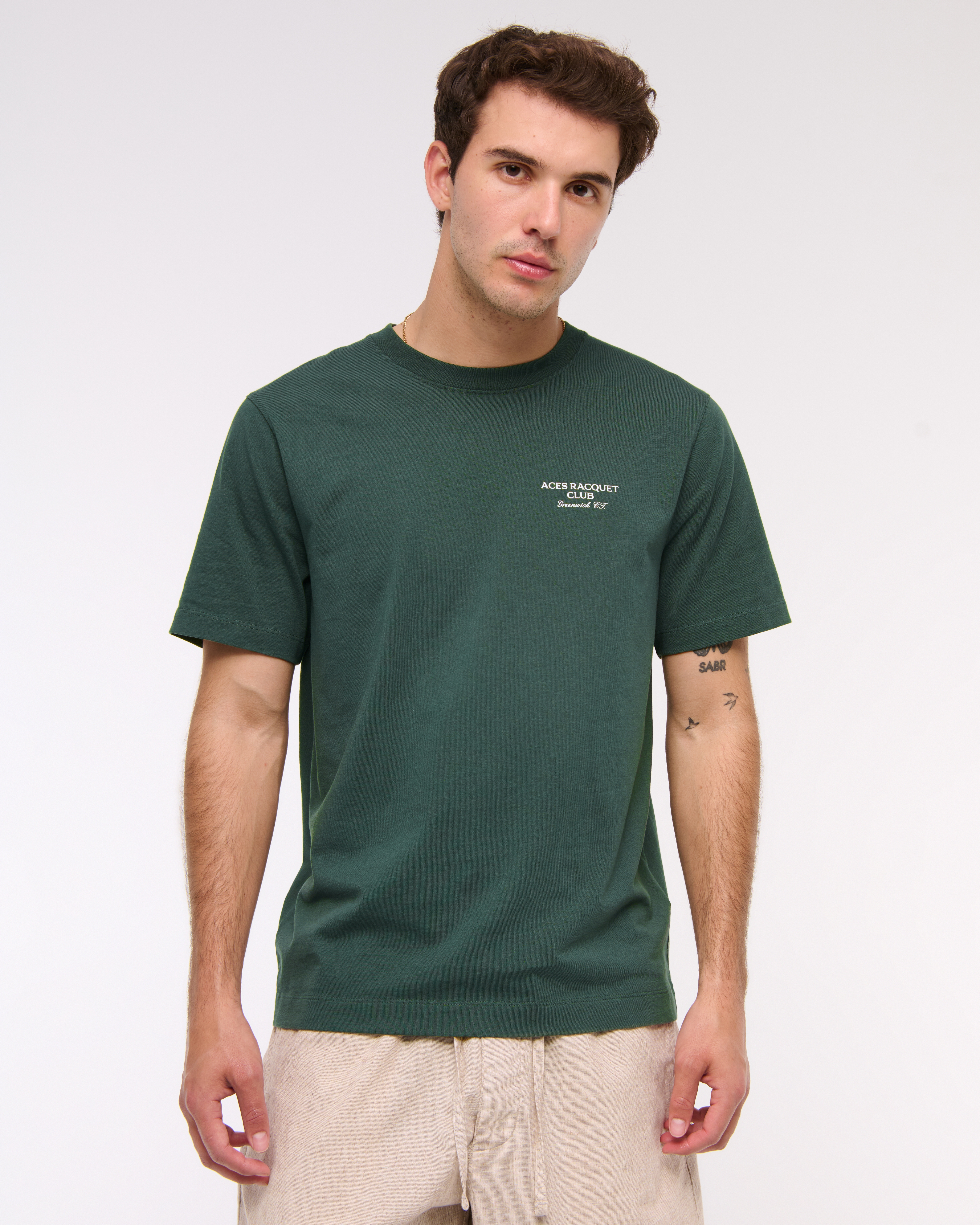 Abercrombie & Fitch Tennis Classic Polished Graphic Tee In Green
