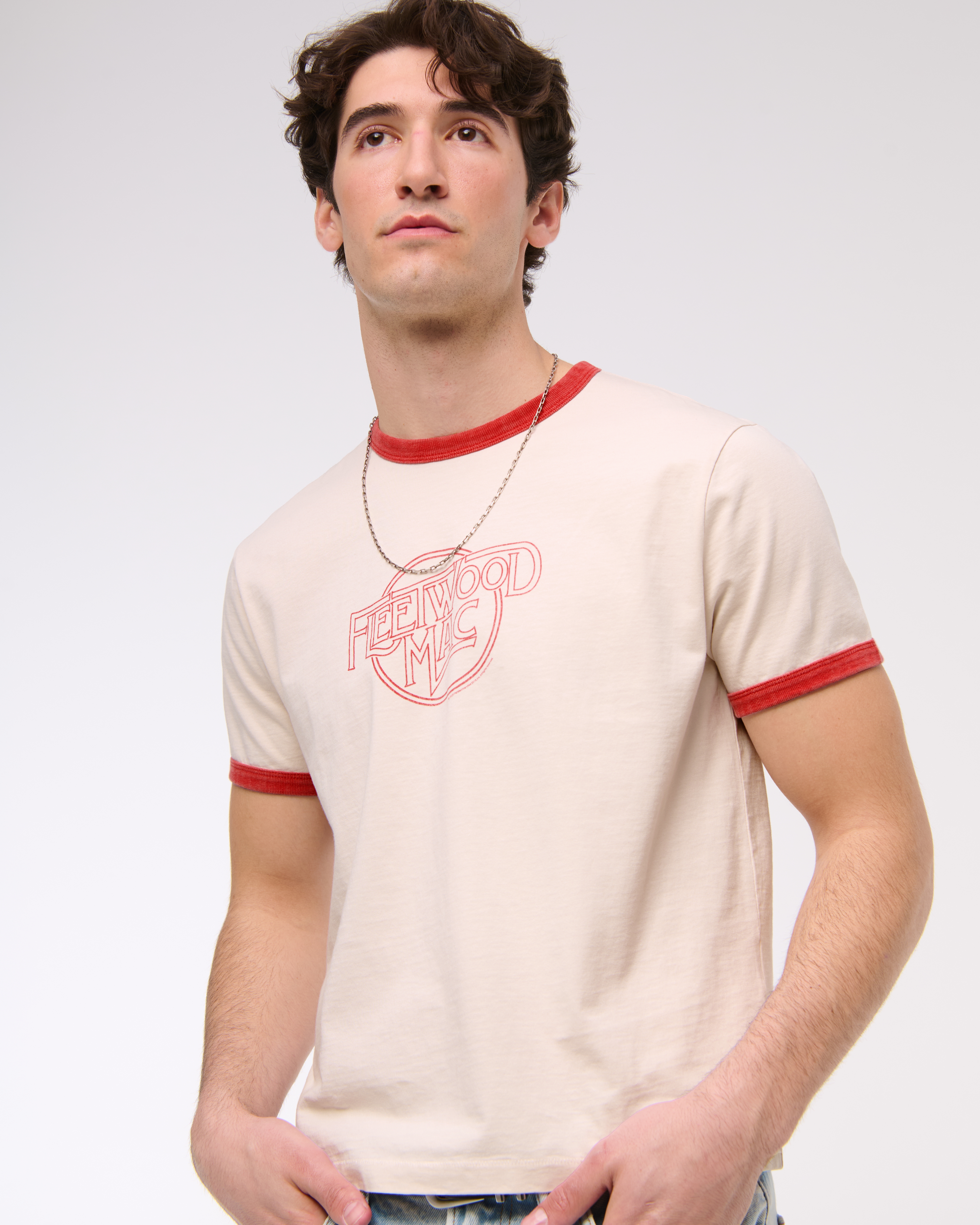 Abercrombie & Fitch Fleetwood Mac Shrunken Graphic Tee In Red