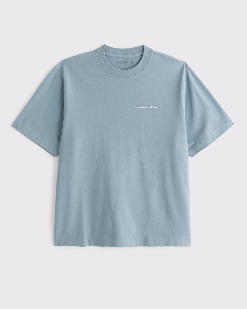 Abercrombie & Fitch プレミアム マイクロ ロゴ Tシャツ メンズ プレミアム ヘビーウェイト マイクロロゴTシャツ