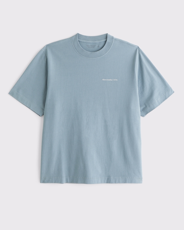 Premium Heavyweight Micro-Logo Tee, Light Blue view 1