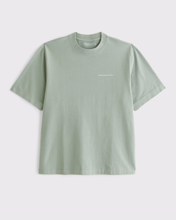 Premium Heavyweight Micro-Logo Tee, Light Green view 1