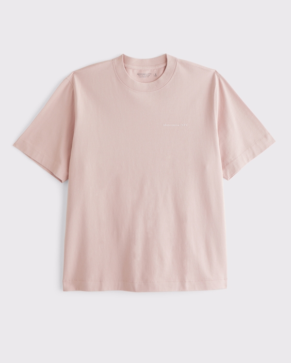 Premium Heavyweight Micro-Logo Tee, Muted Tan view 1