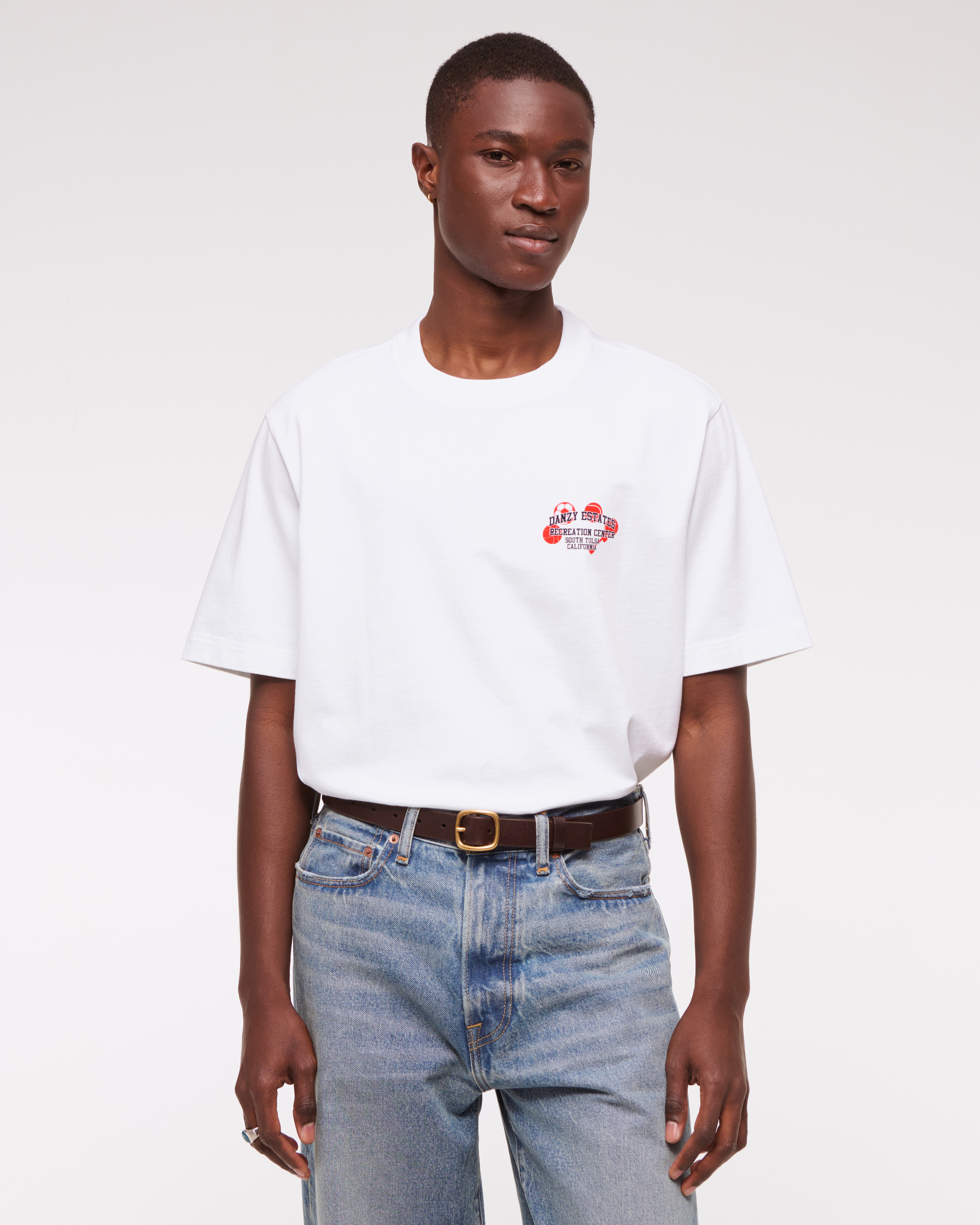 Abercrombie & Fitch Vol.28 Premium Heavyweight Danzy Graphic Tee In White