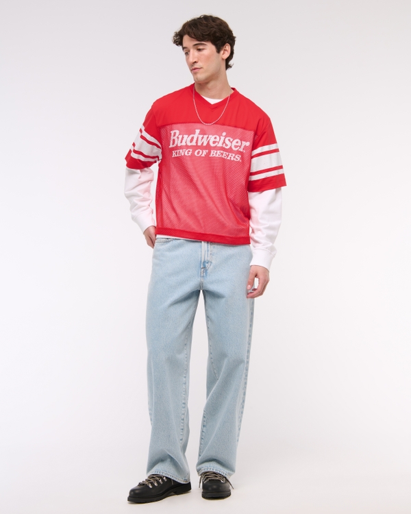 Budweiser Cropped Football Jersey, Red view 2