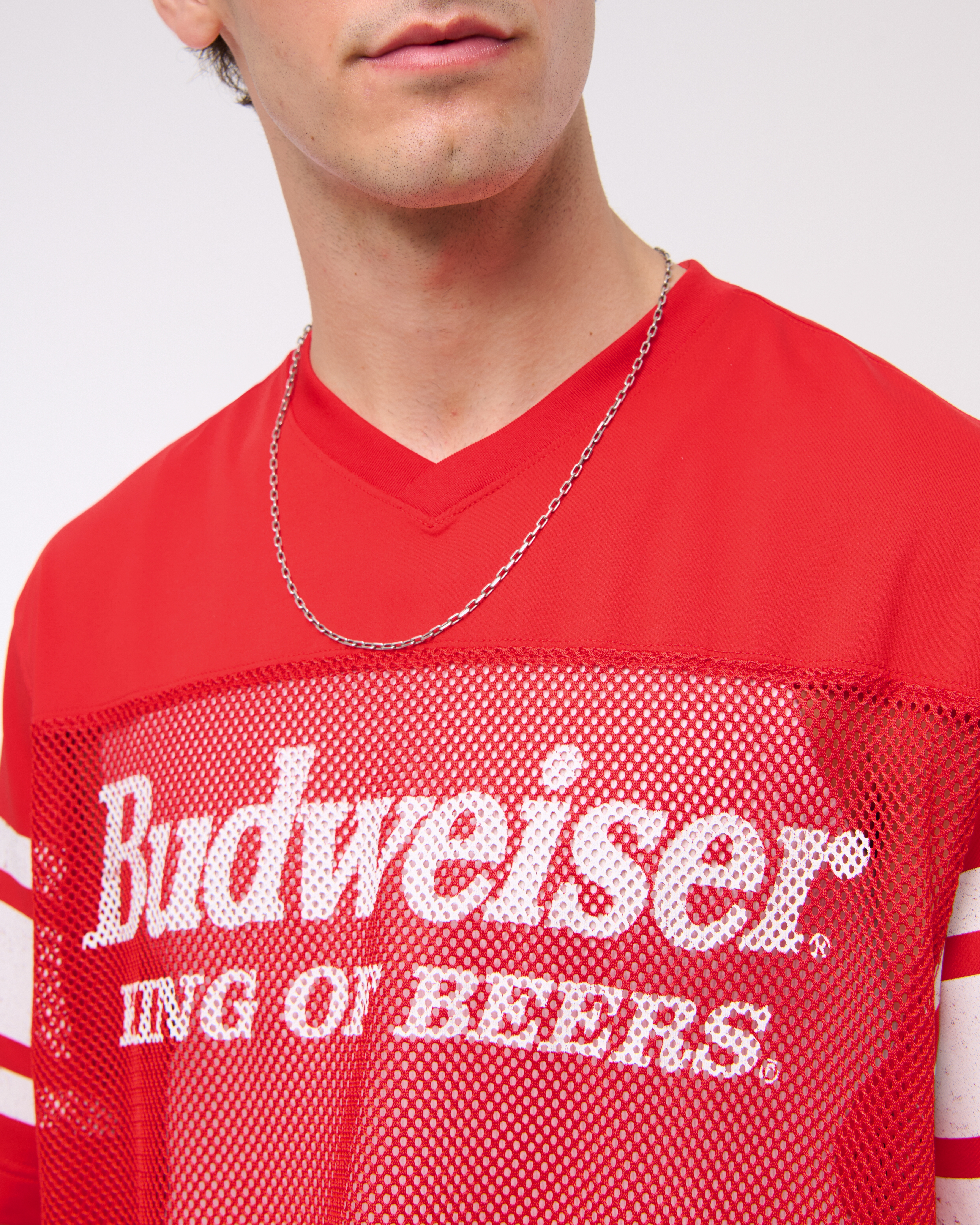 ★Abercrombie & Fitch★バドワイザークロップメッシュTシャツ Men's Budweiser Cropped Football Jersey | Men's Clearance