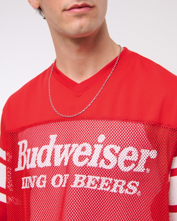 Men's Budweiser Cropped Football Jersey | Men's Clearance