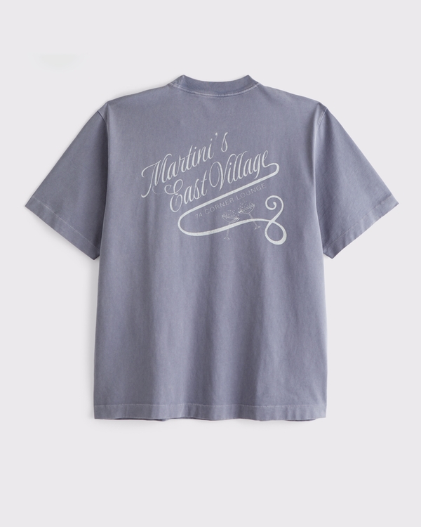 Premium Heavyweight Lounge Graphic Tee, Gray Indigo view 1