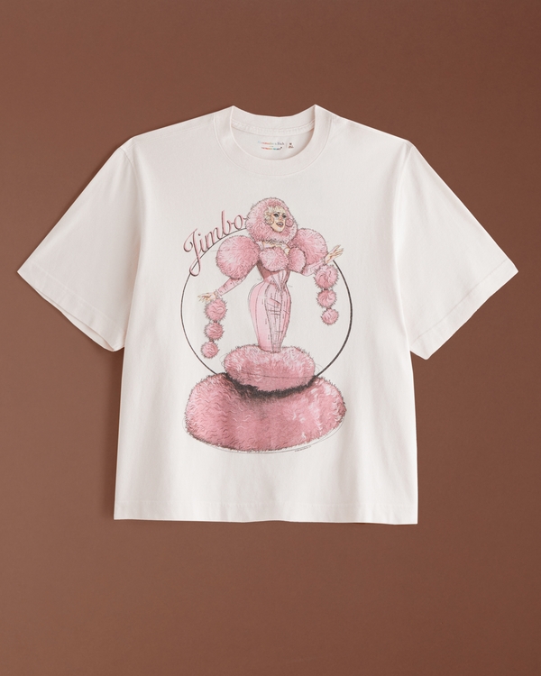 Pride Cropped Jimbo Graphic Tee, Feather Gray view 1