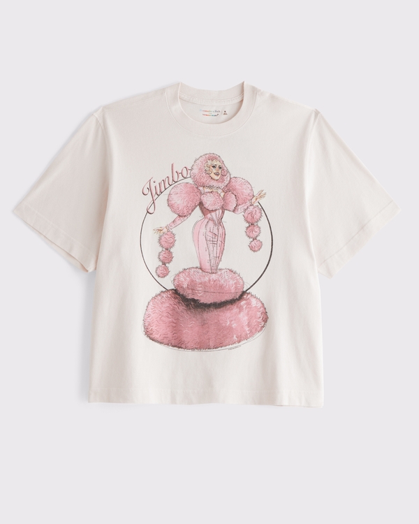 Pride Cropped Jimbo Graphic Tee, Feather Gray view 2