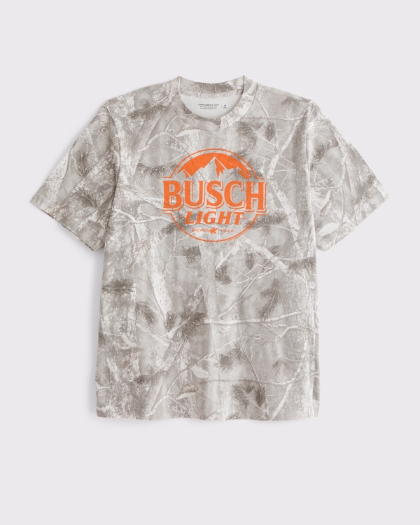 Busch Light Vintage-Inspired Graphic Tee, Feather Gray Camo view 1
