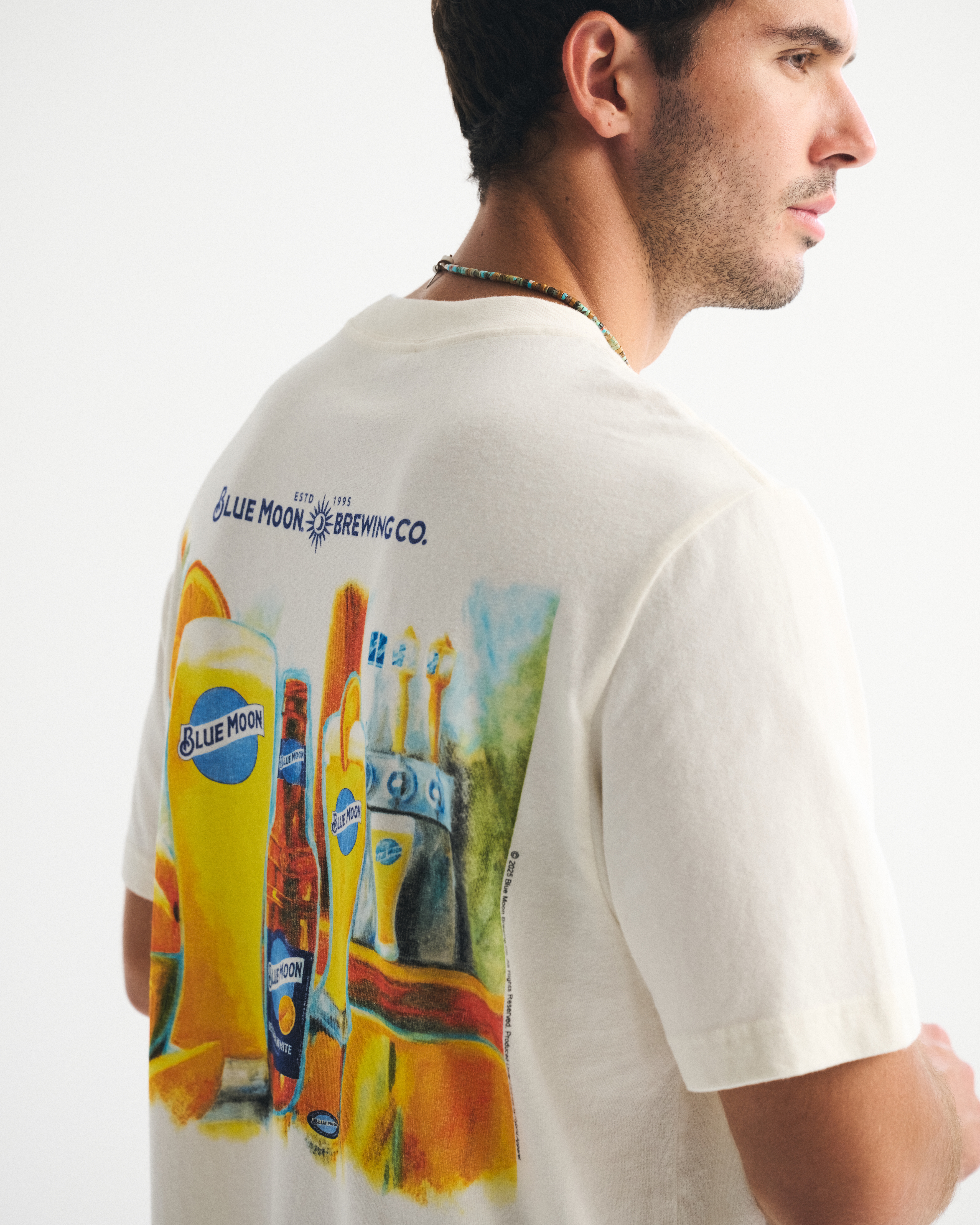 Abercrombie & Fitch Blue Moon Vintage-inspired Graphic Tee In White