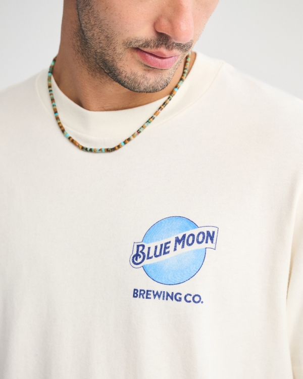Calhoun Men's Short Sleeve Blue Moon Beer T-Shirt – 100% Cotton, Officially Licensed Molson-Coors Tee