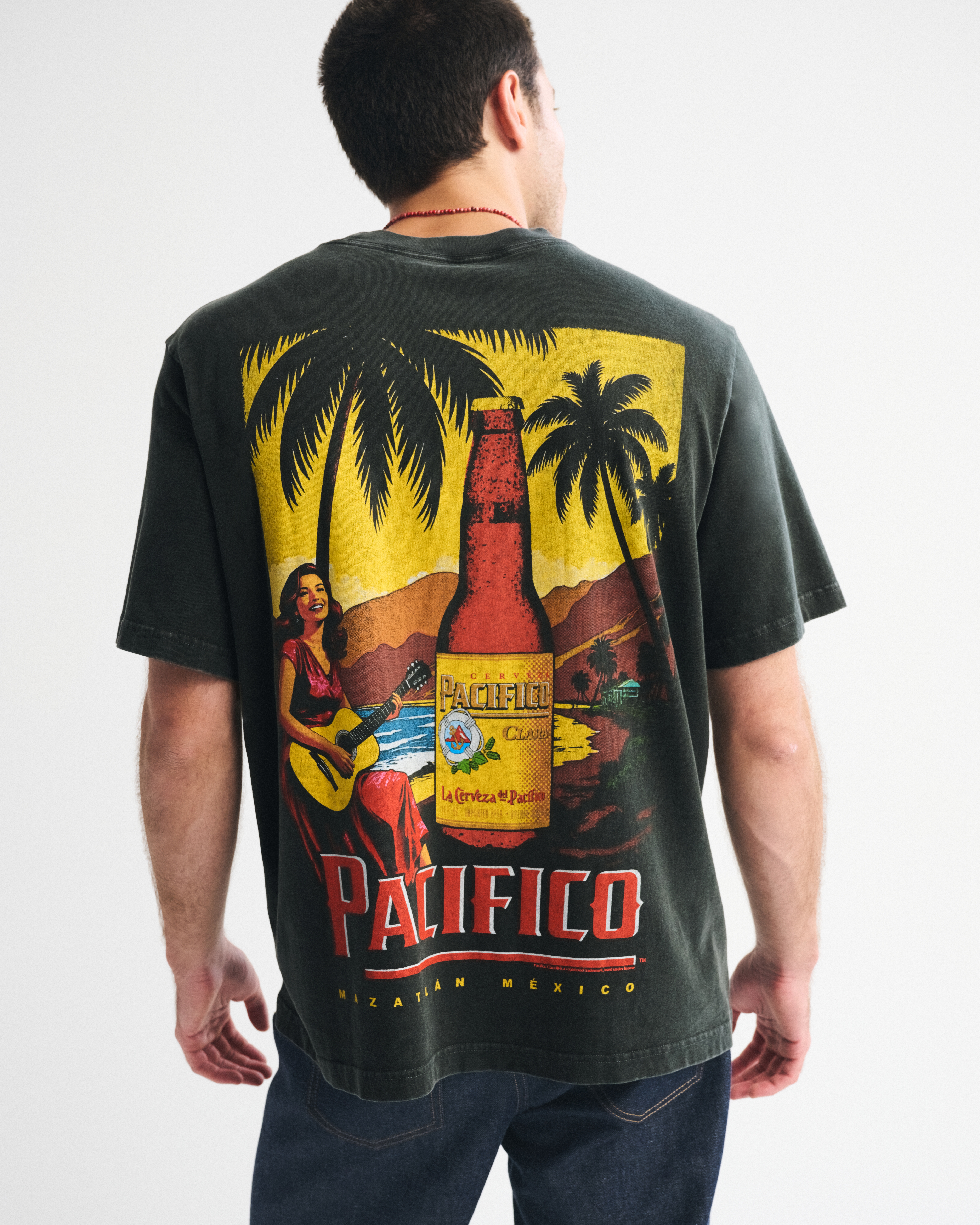 Abercrombie & Fitch Pacifico Vintage-inspired Graphic Tee In Black