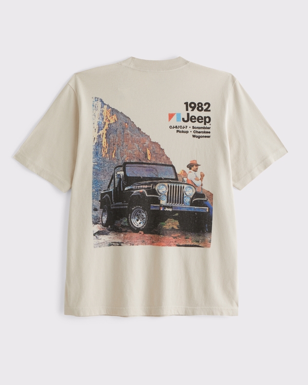 Vintage-Inspired Jeep Graphic Tee, Oatmeal view 1