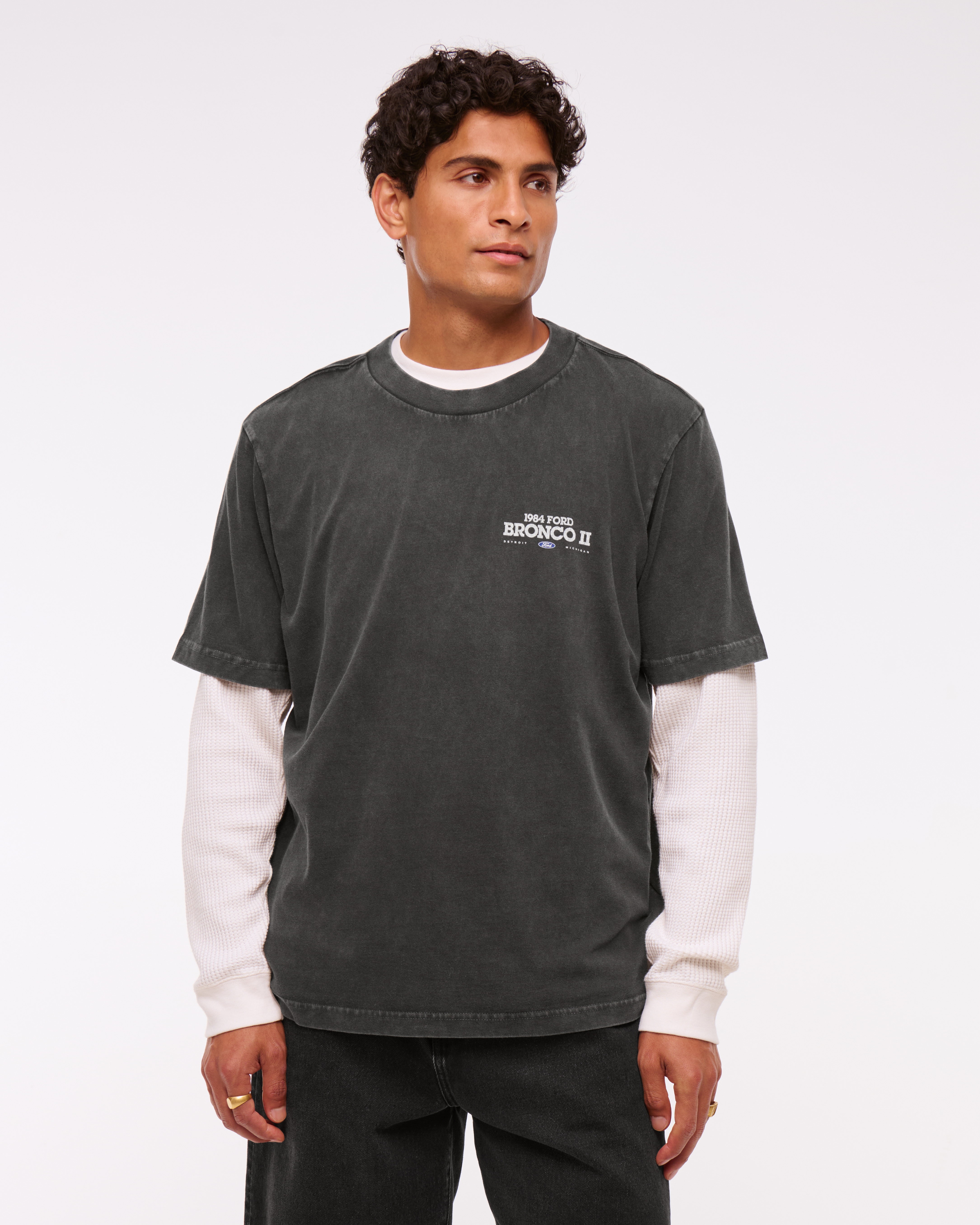 Abercrombie & Fitch Vintage-inspired Bronco Graphic Tee In Black