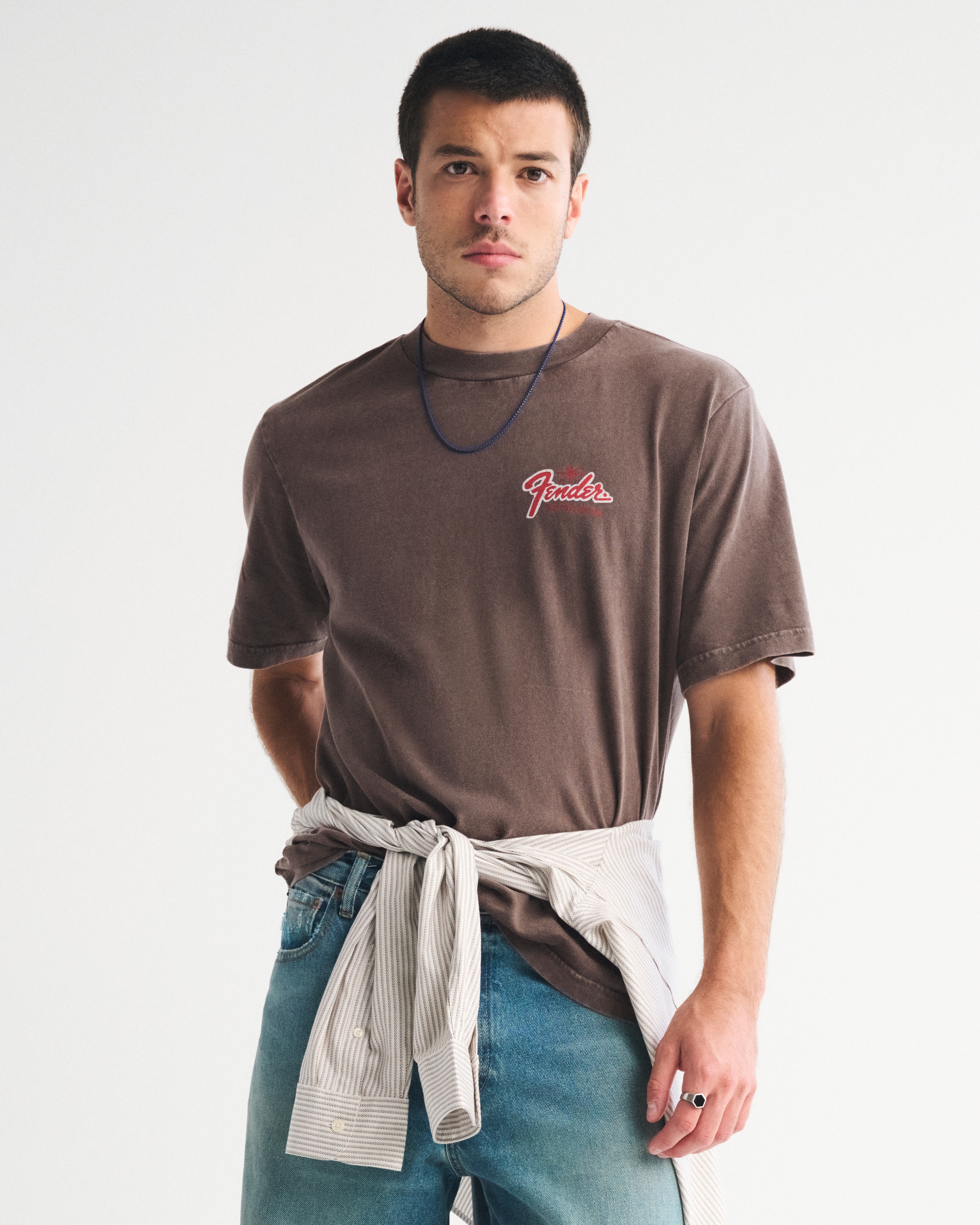 Abercrombie & Fitch Fender Vintage-inspired Graphic Tee In Brown