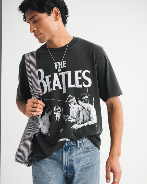 The Beatles Vintage-Inspired Graphic Tee, Black view 1