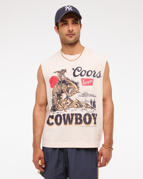 Premium Heavyweight Cropped Coors Tank, Cream view 1