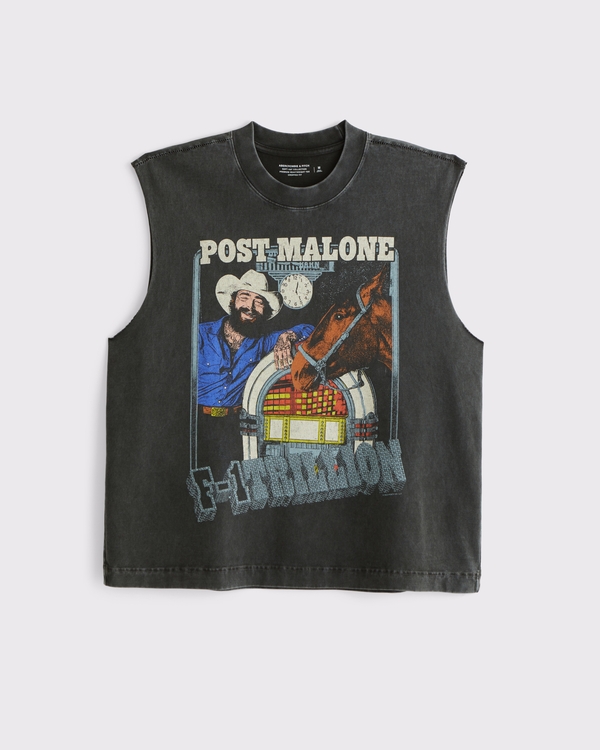 Premium Heavyweight Cropped Post Malone Tank, Black Wash view 2