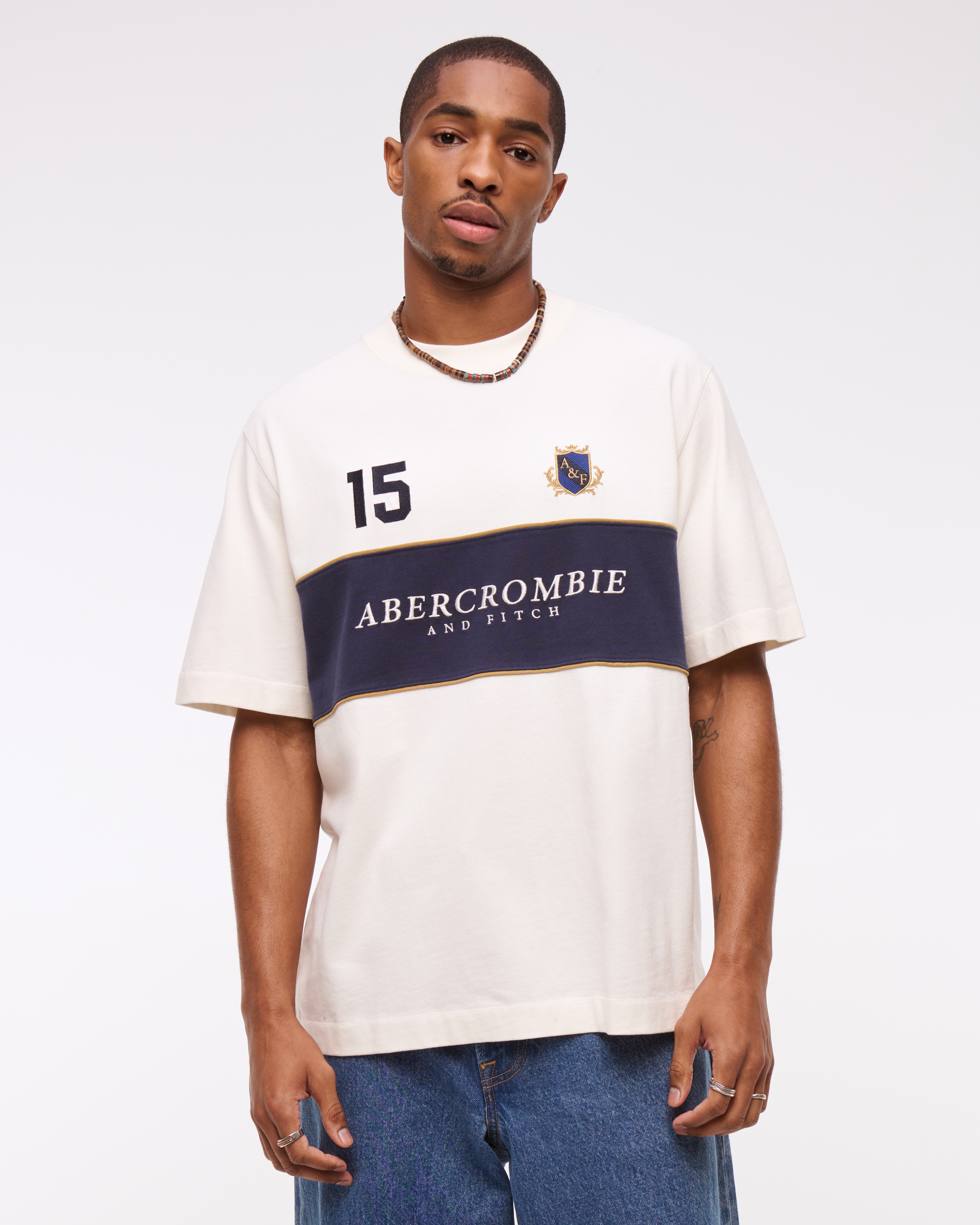 Abercrombie & Fitch Premium Heavyweight 2.0 Crest Logo Tee In White