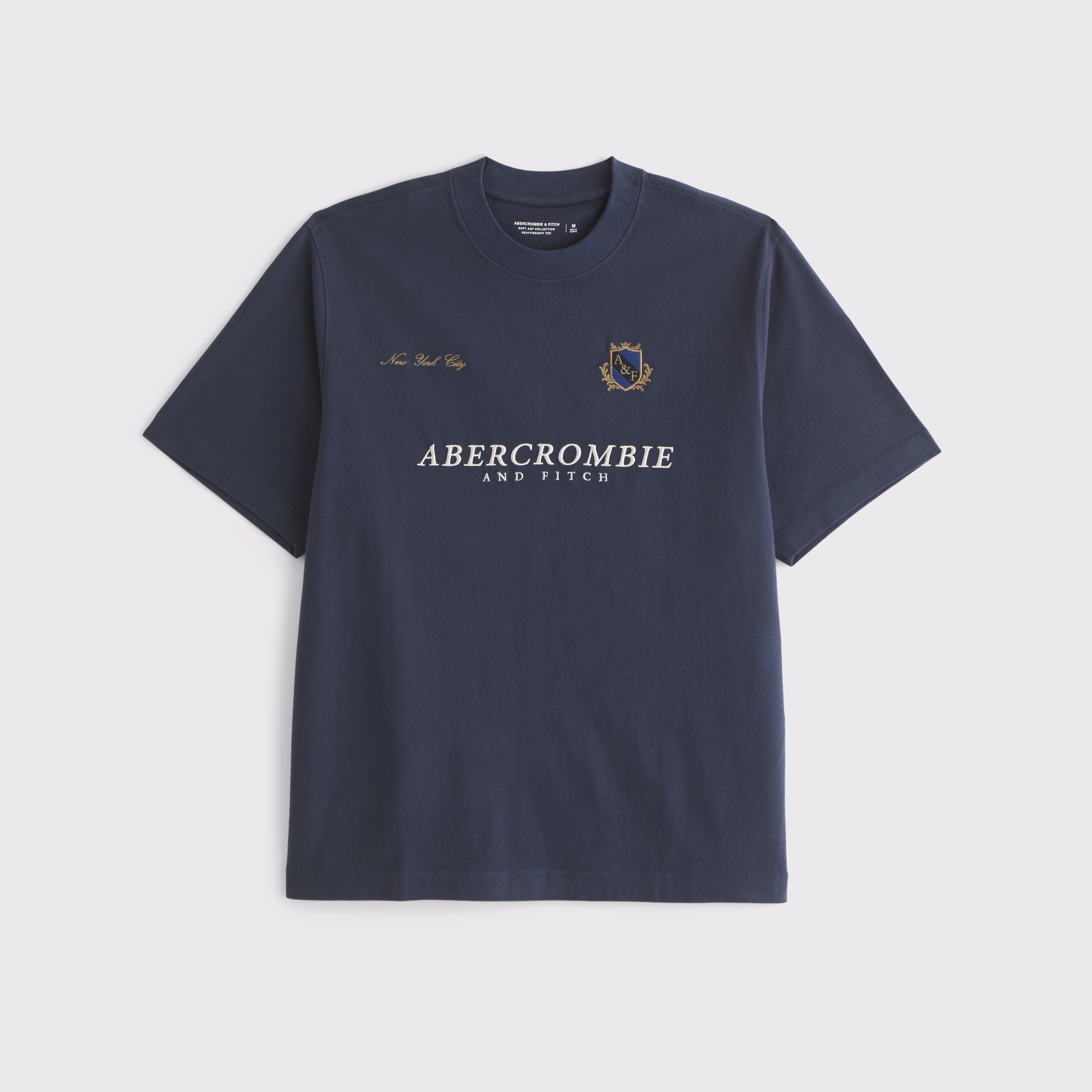 Abercrombie & Fitch Premium Heavyweight 2.0 Crest Logo Tee In Blue