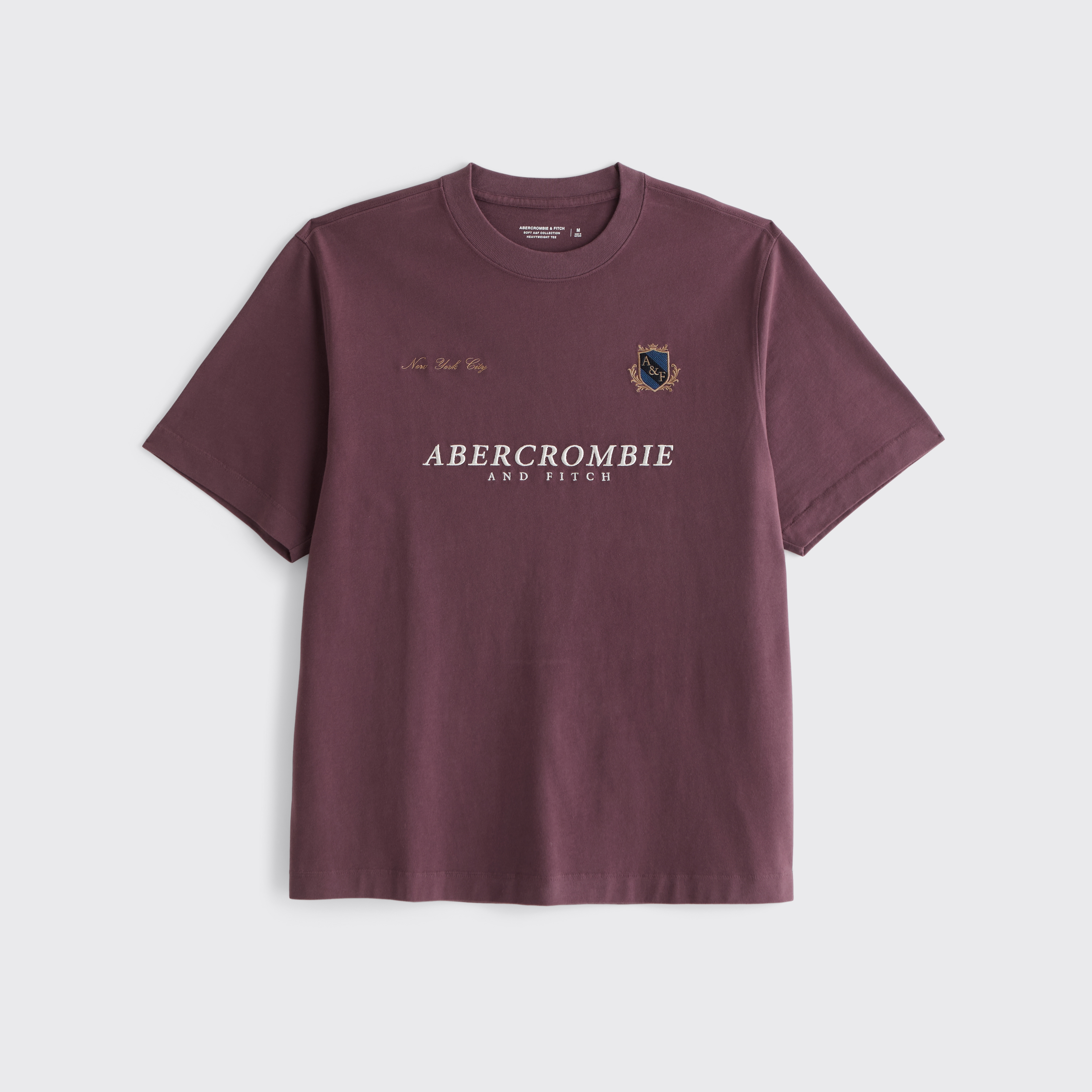 Abercrombie & Fitch Premium Heavyweight 2.0 Crest Logo Tee In Purple