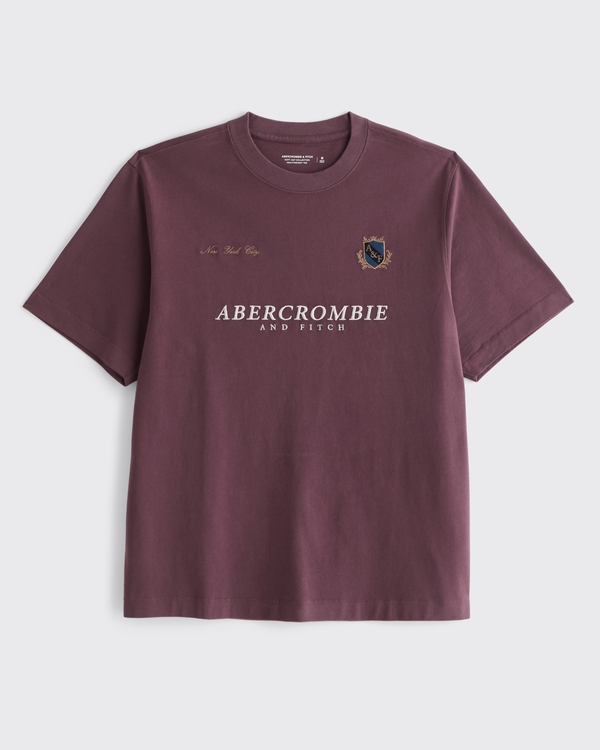 Premium Heavyweight 2.0 Crest Logo Tee, Eggplant view 1