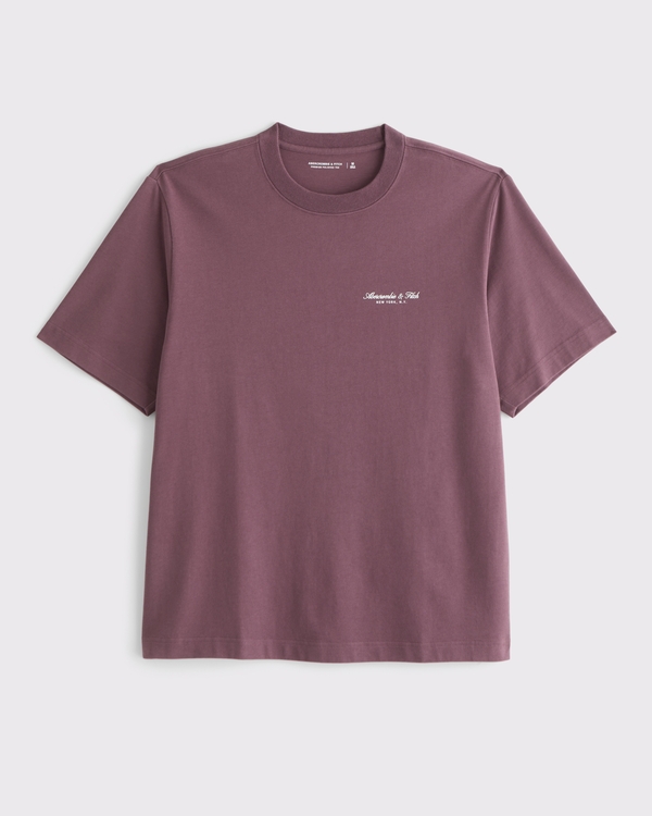 Premium Polished Micro-Logo Tee, Eggplant view 1
