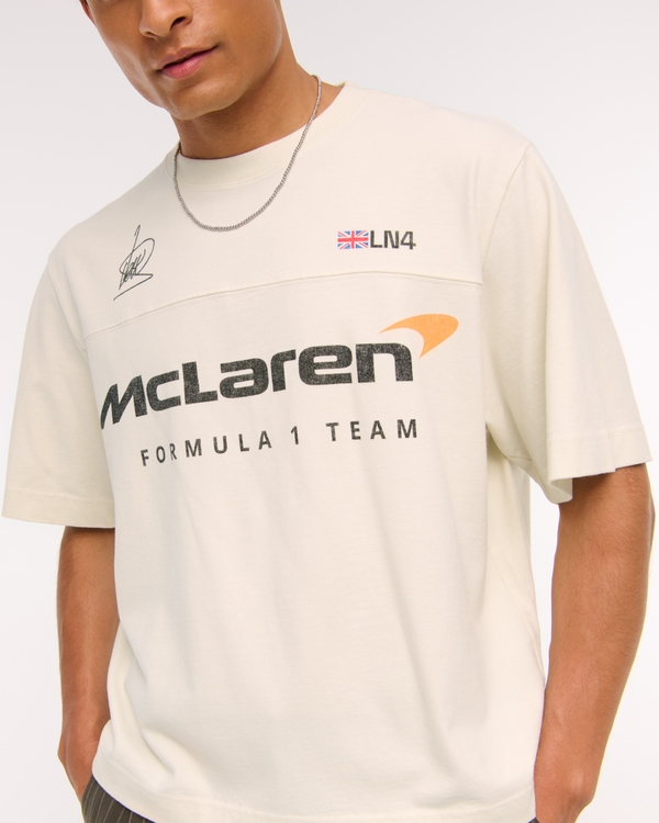 Premium Heavyweight Cropped McLaren Tee, Cream view 1