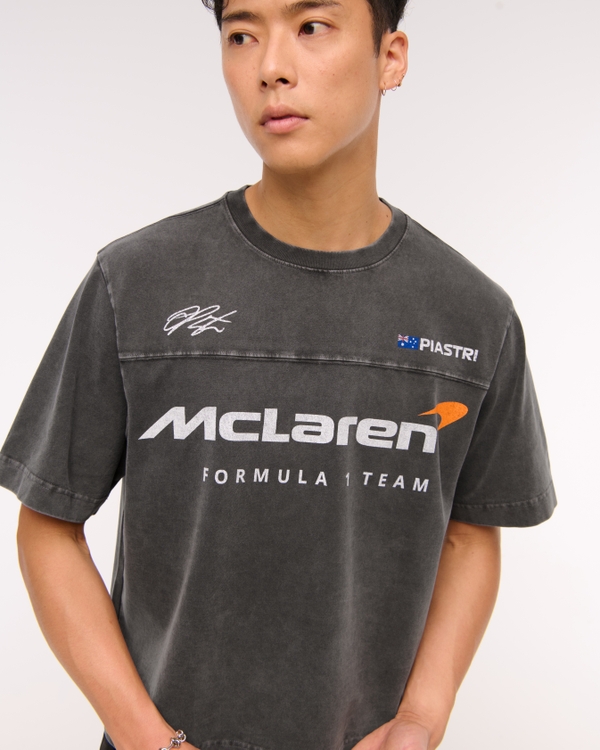 Premium Heavyweight Cropped McLaren Tee, Dark Gray Wash view 1