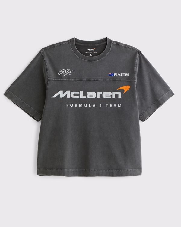 Premium Heavyweight Cropped McLaren Tee, Dark Gray Wash view 1