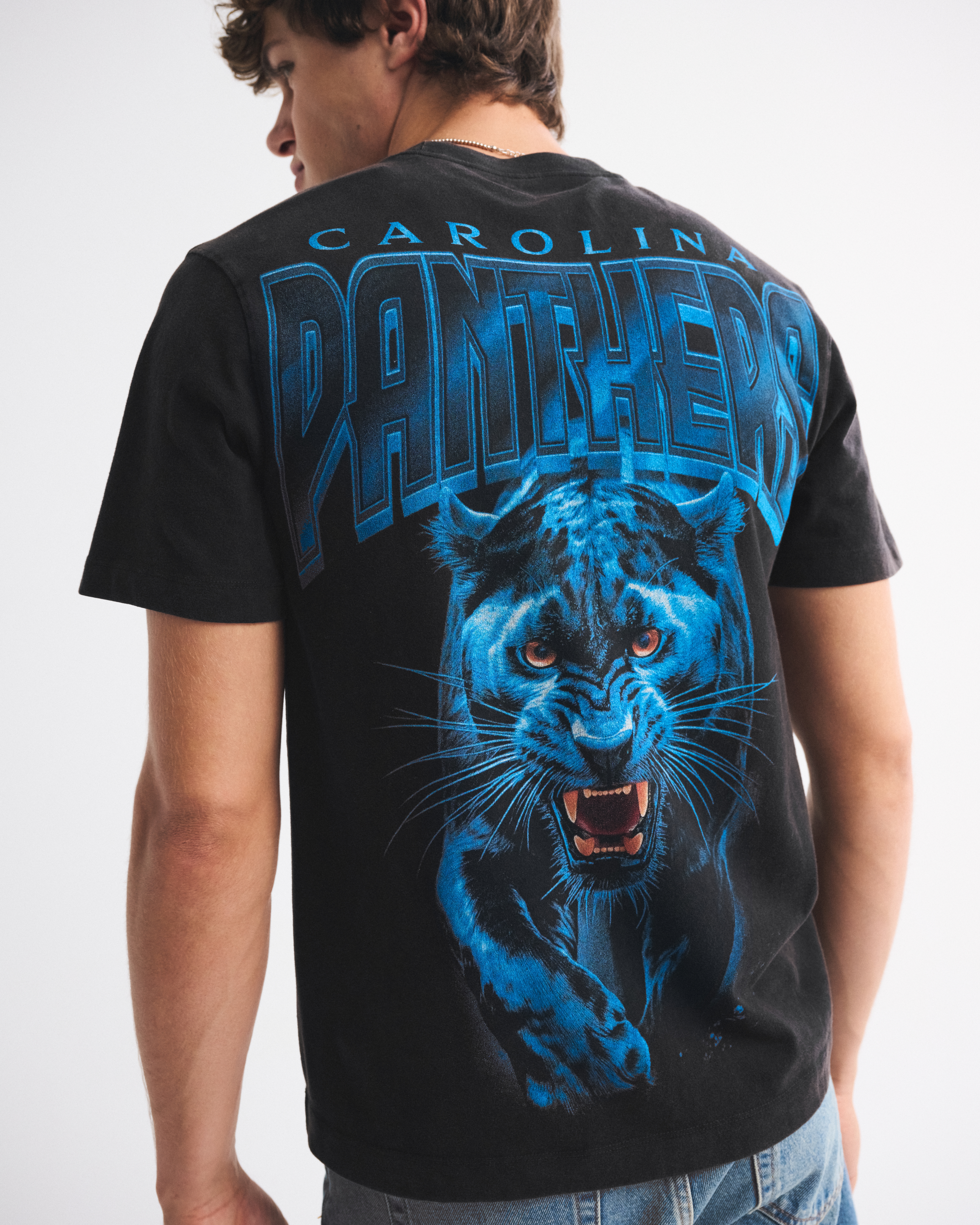 Abercrombie & Fitch Carolina Panthers Graphic Tee In Blue