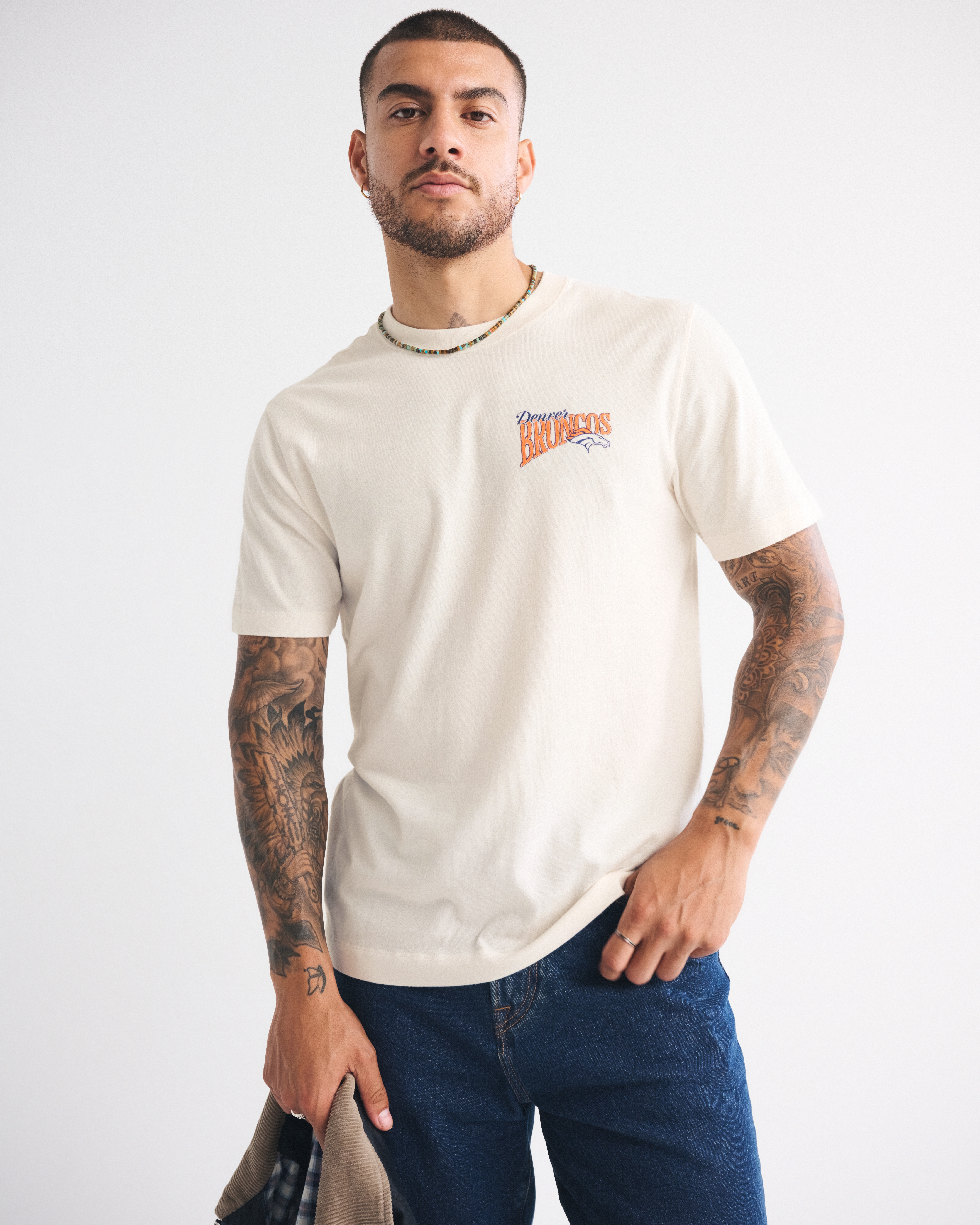 Abercrombie & Fitch Denver Broncos Graphic Tee In White