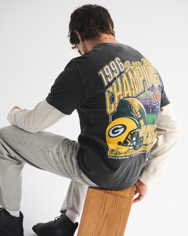 Green Bay Packers Graphic Tee, Black-packers view 1