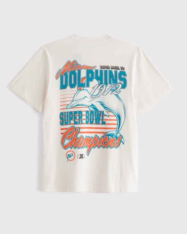 Miami Dolphins Graphic Tee, Cream-dolphins view 1