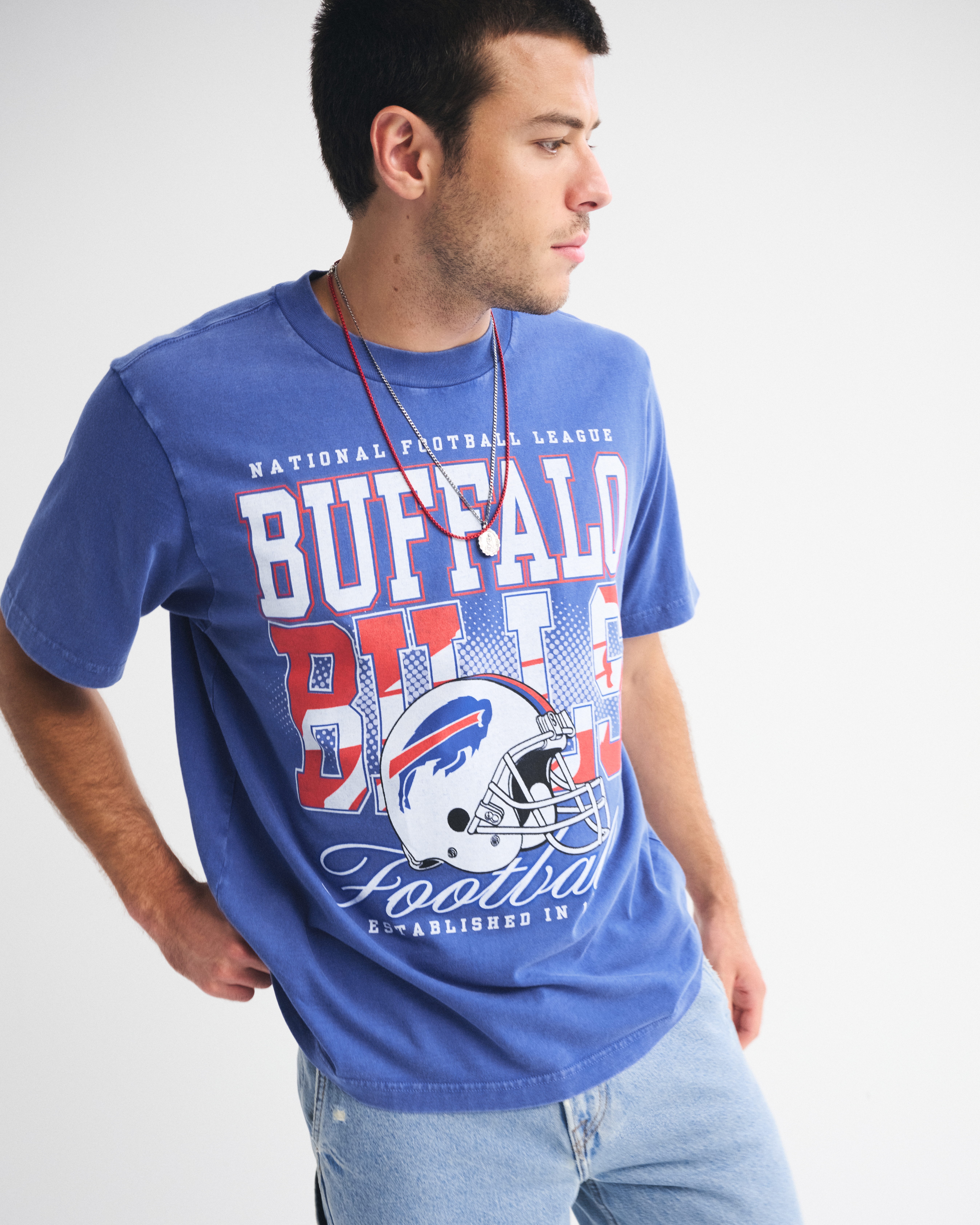 Abercrombie & Fitch Buffalo Bills Vintage-inspired Graphic Tee In Blue