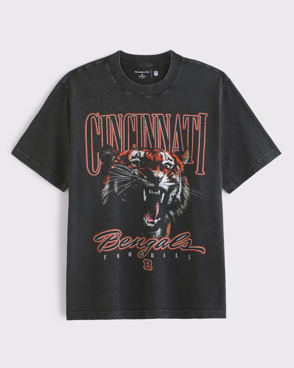 Cincinnati Bengals Vintage-Inspired Graphic Tee, Dark Gray-bengals view 1