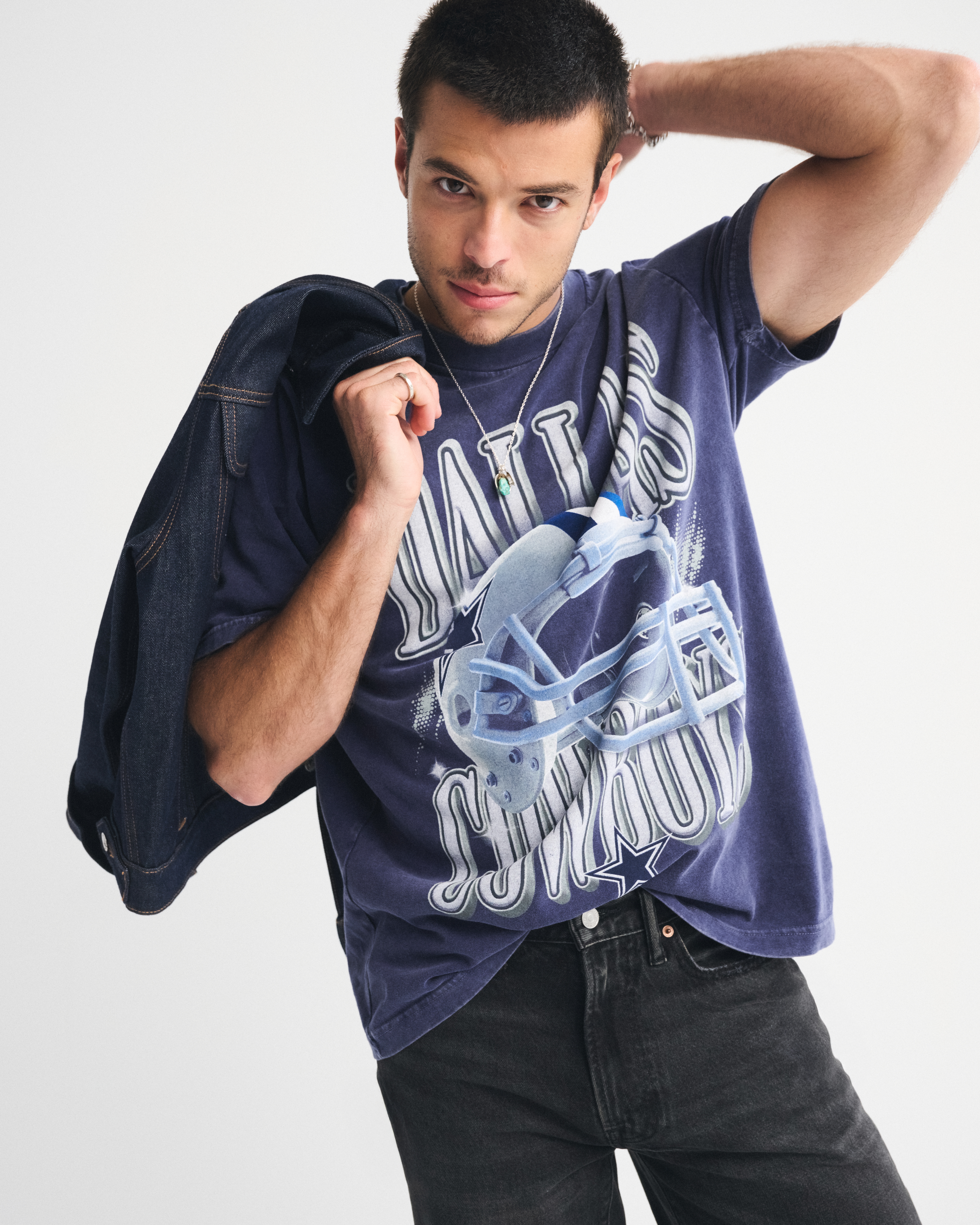 Abercrombie & Fitch Dallas Cowboys Vintage-inspired Graphic Tee In Blue