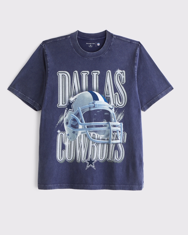 Dallas Cowboys Vintage-Inspired Graphic Tee, Navy-cowboys view 1