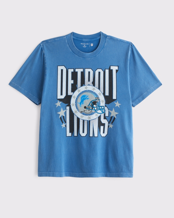 Detroit Lions Vintage-Inspired Graphic Tee, Blue-lions view 1