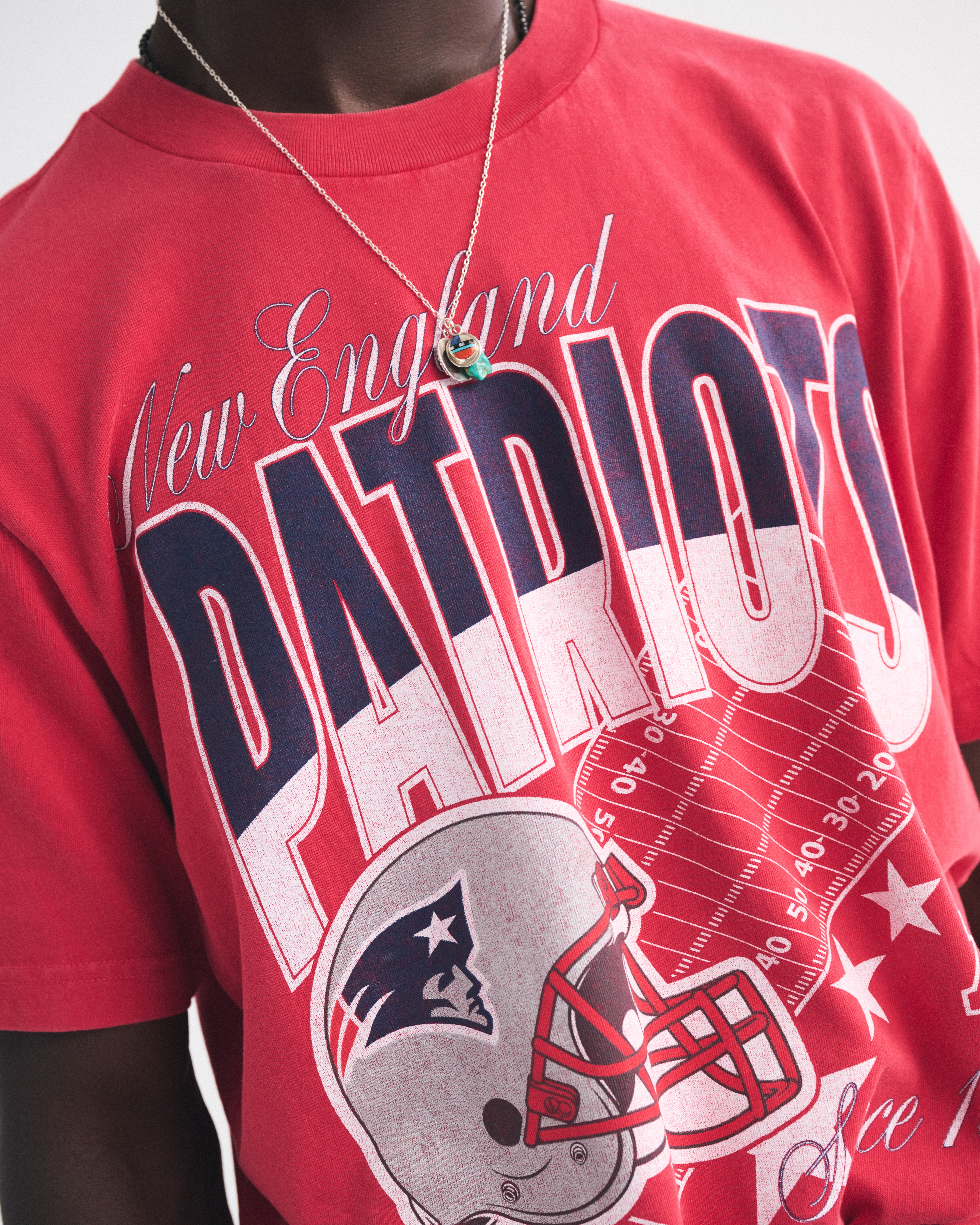Abercrombie & Fitch New England Patriots Vintage-inspired Graphic Tee In Red