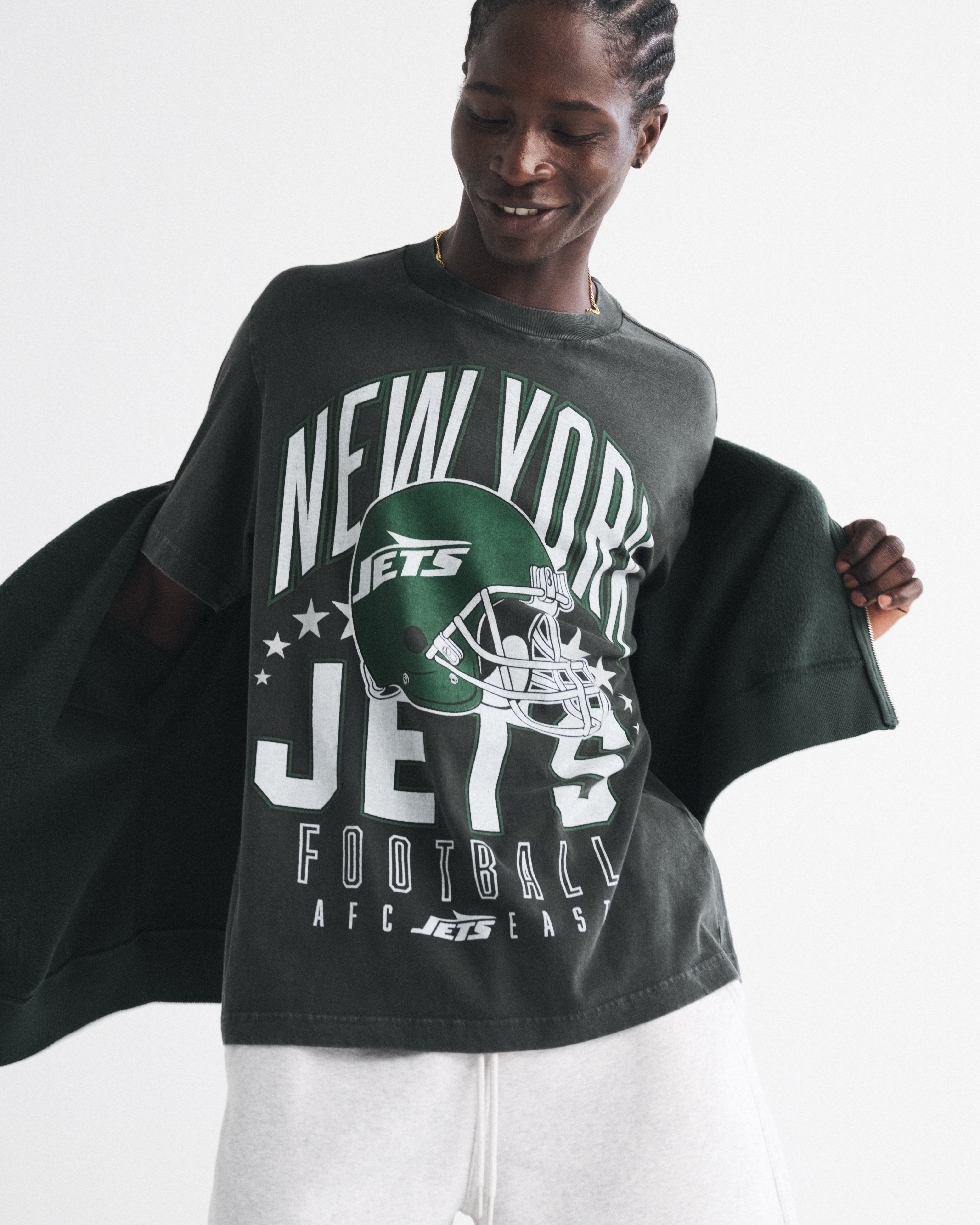 Abercrombie & Fitch New York Jets Vintage-inspired Graphic Tee In Green