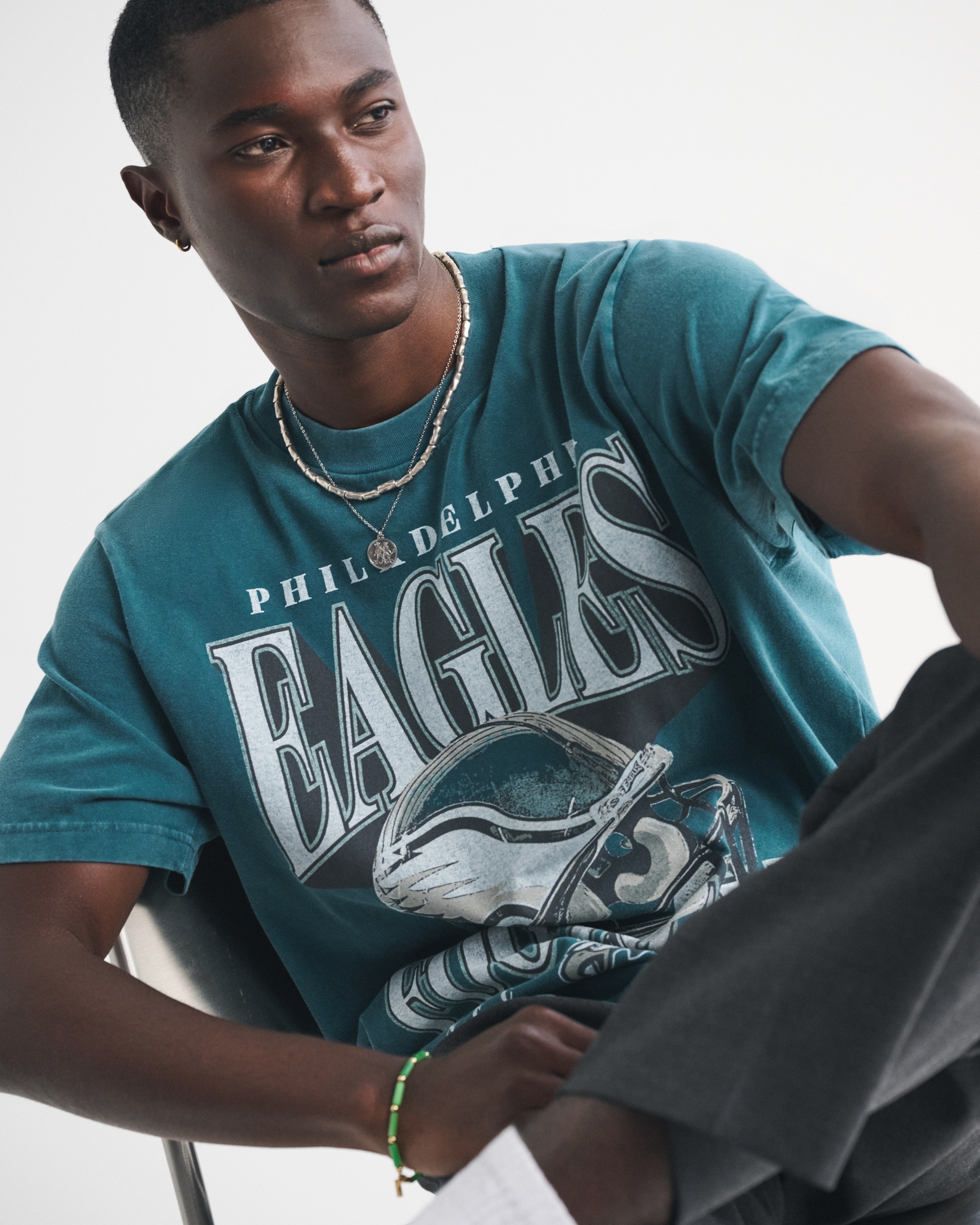 Abercrombie & Fitch Philadelphia Eagles Vintage-inspired Graphic Tee In Blue