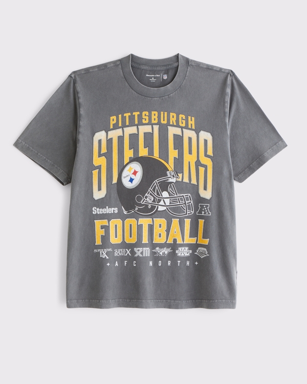 Pittsburgh Steelers Vintage-Inspired Graphic Tee, Gray-steelers view 1