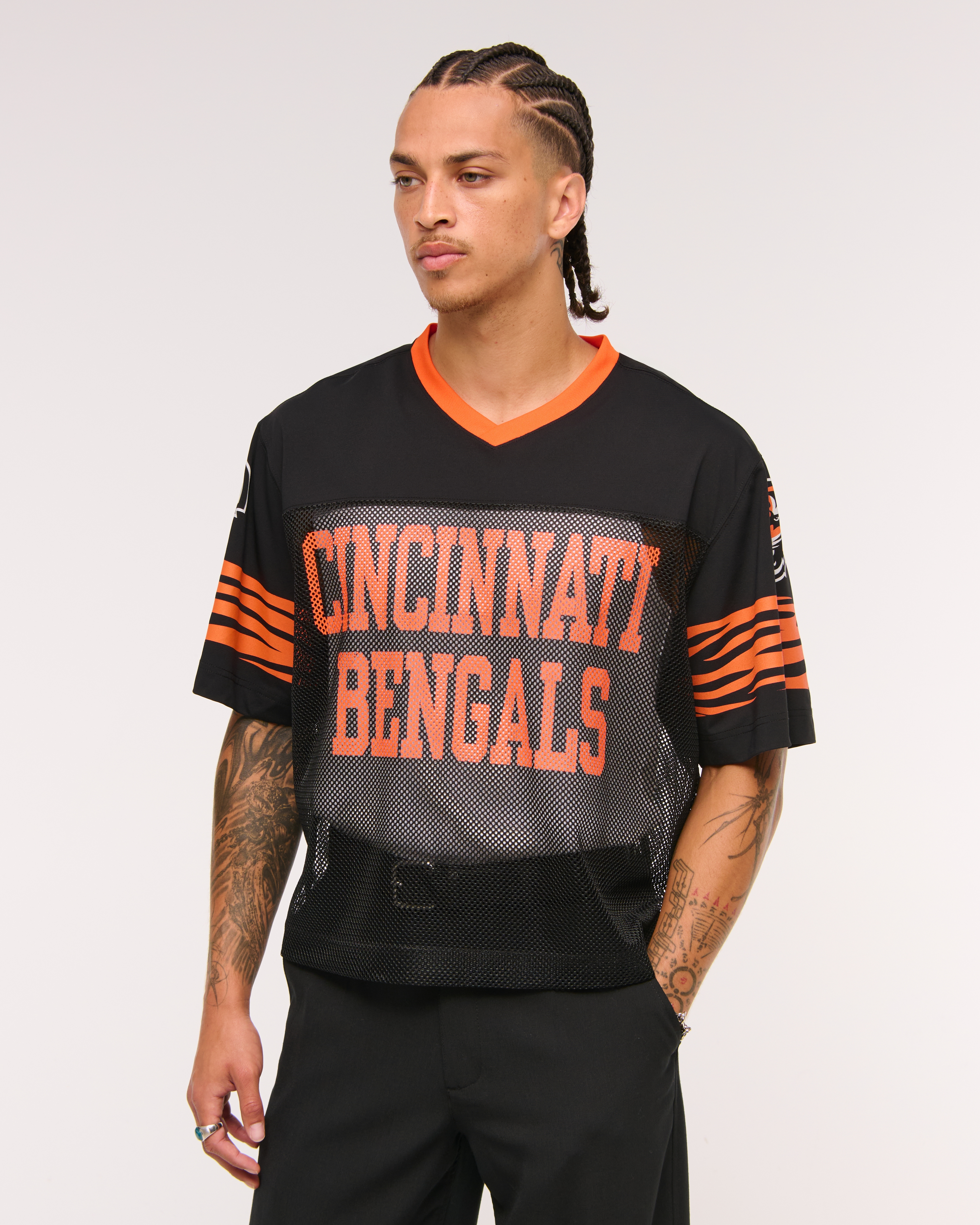 Abercrombie & Fitch Cincinnati Bengals Mesh Tee In Black