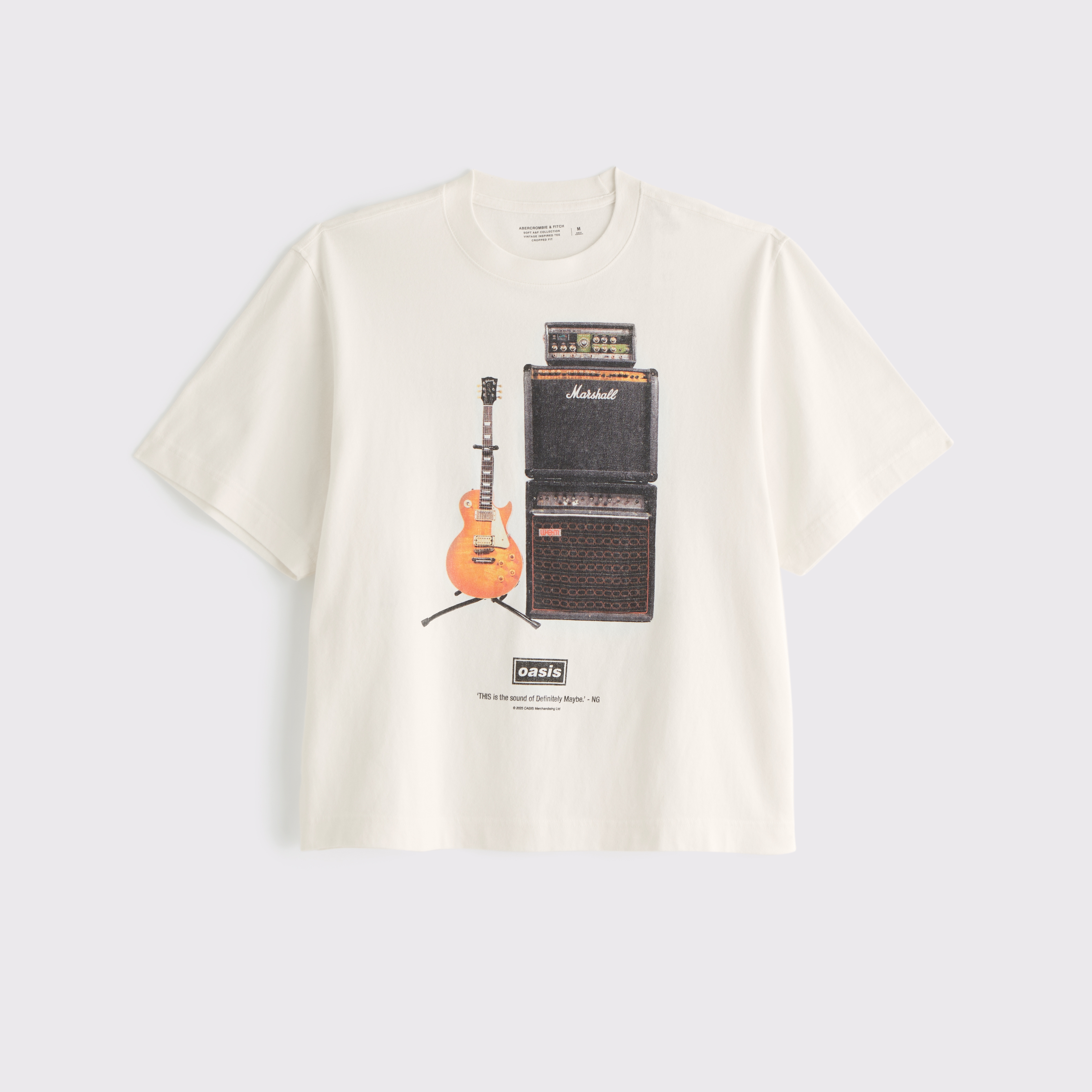 Мужская футболка Abercrombie & Fitch Oasis Vintage-Inspired Cropped Graphic, цвет: Кремовый — фото 1