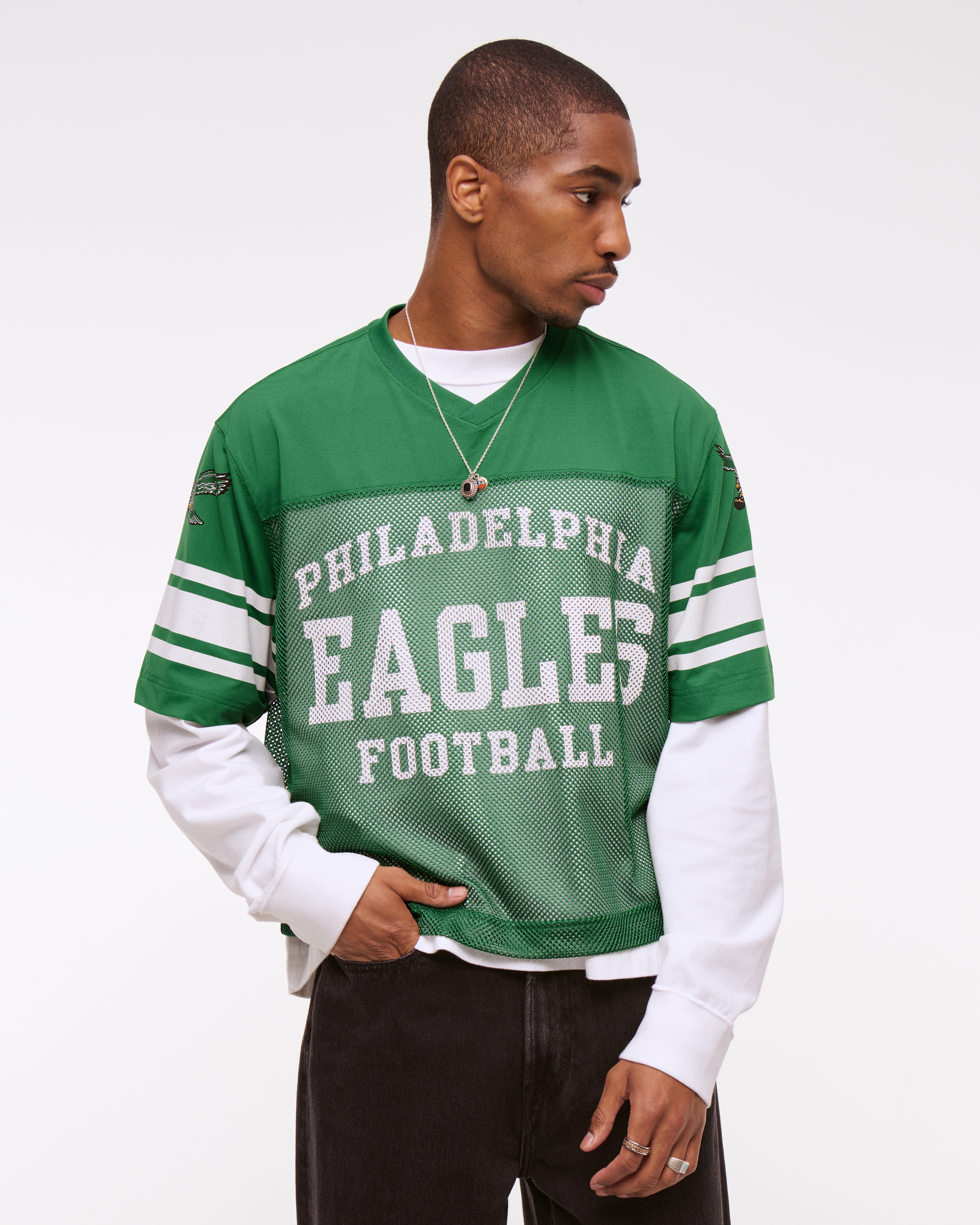 Abercrombie & Fitch Philadelphia Eagles Mesh Tee In Green