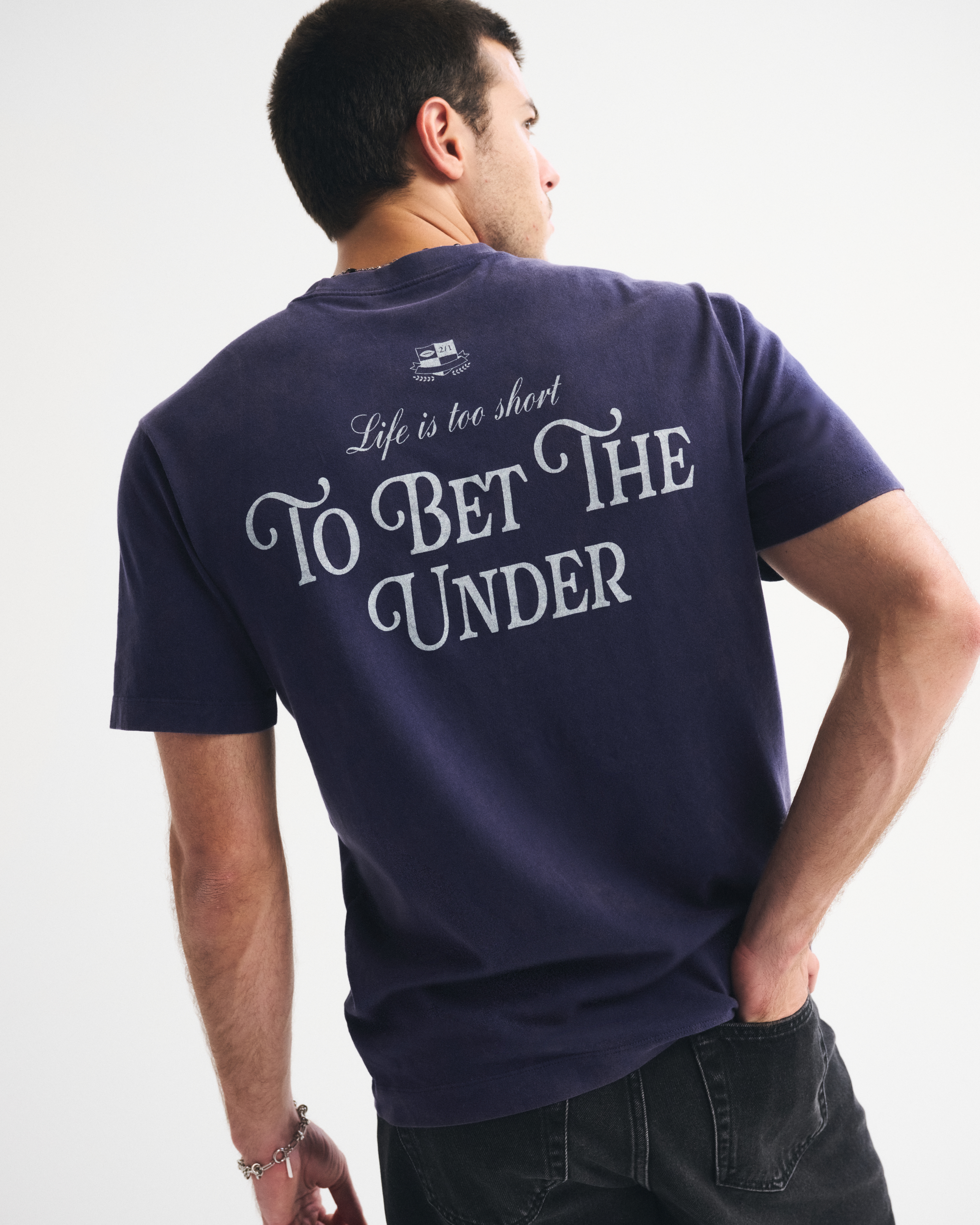 Abercrombie & Fitch Gambling Graphic Tee In Blue
