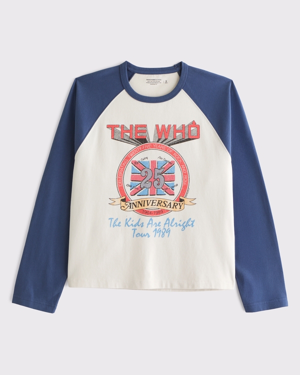 The Who Long-Sleeve Premium Heavyweight Cropped Tee, Feather Gray view 1